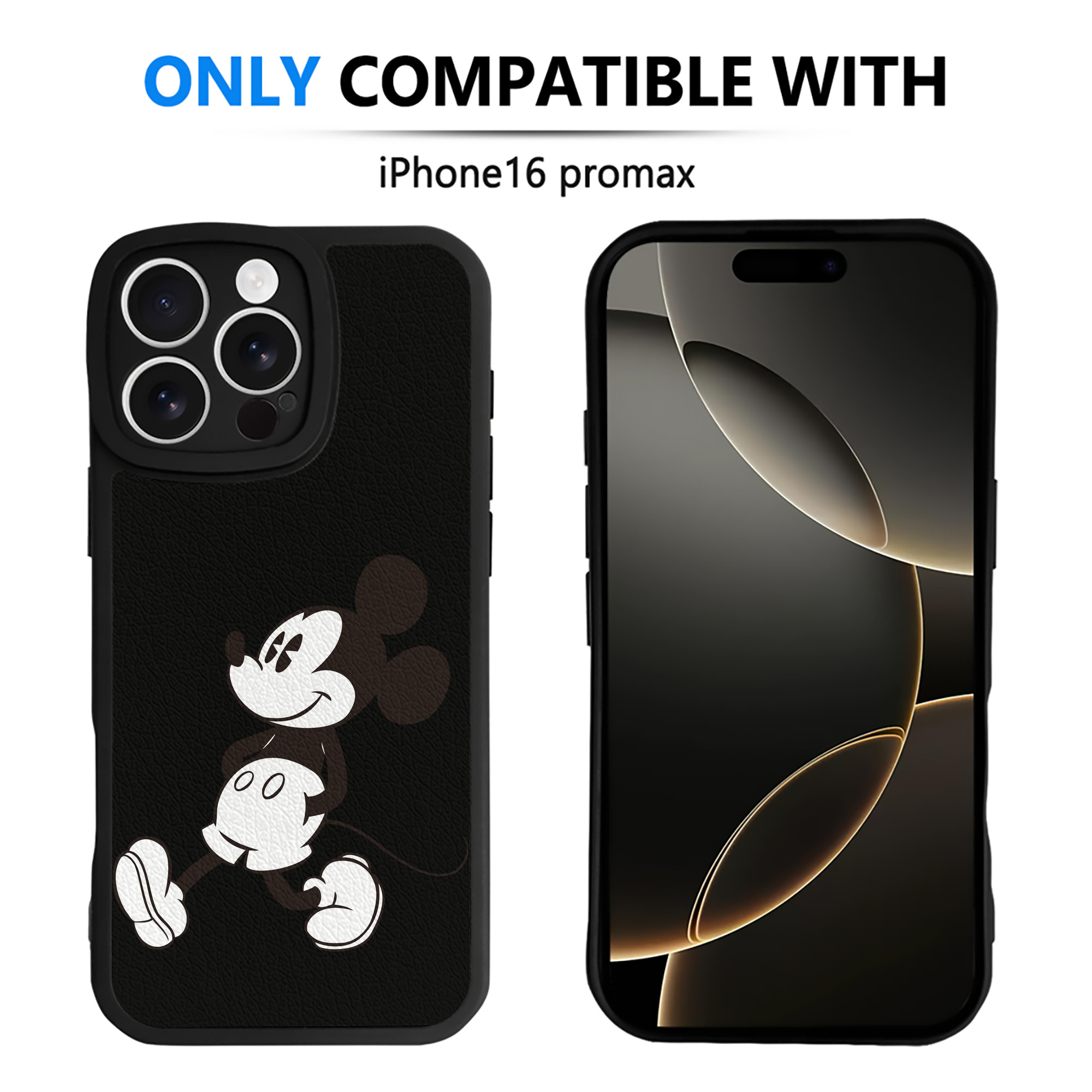 （画像用） ミッキーマウス Mickey Mouse 【iPhone 16シリーズ対応】シリコンスマホケース（レザー調） 材質：シリコン